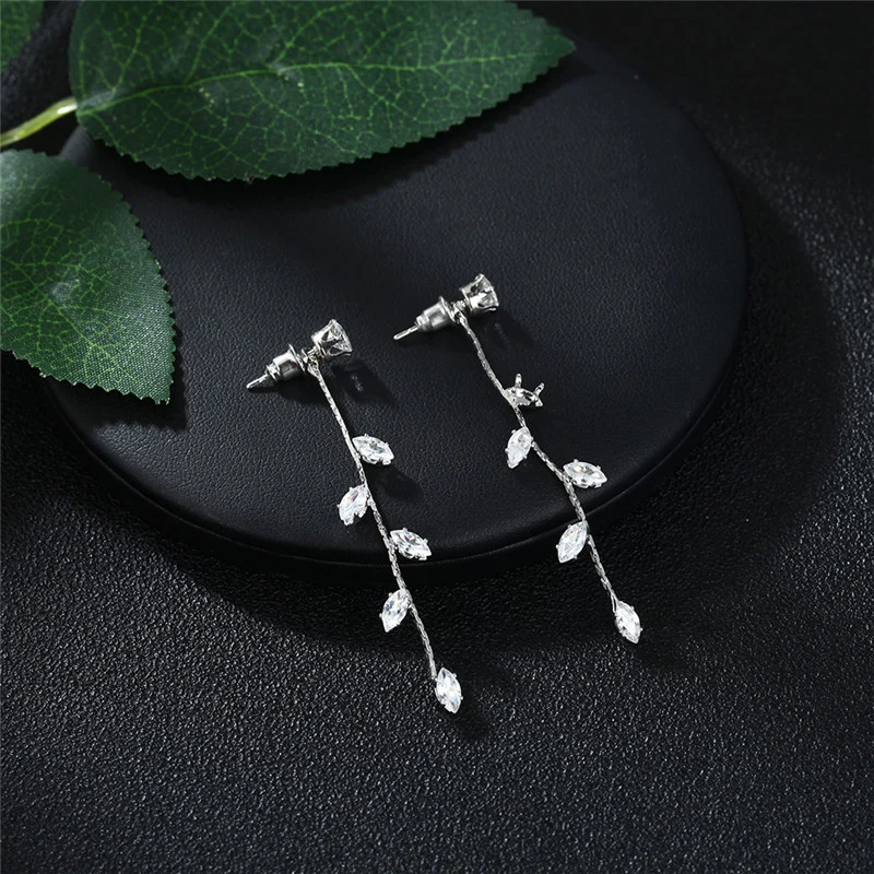 CARTER LISA изысканные серьги капли из циркония с серебряными листьями модные