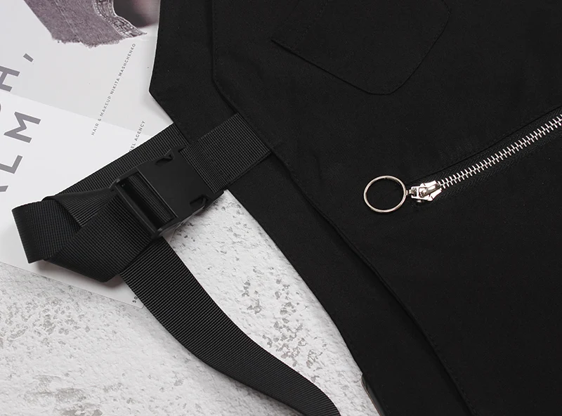 GetSpring женский жилет в стиле ретро панк на одно плечо черный для женщин