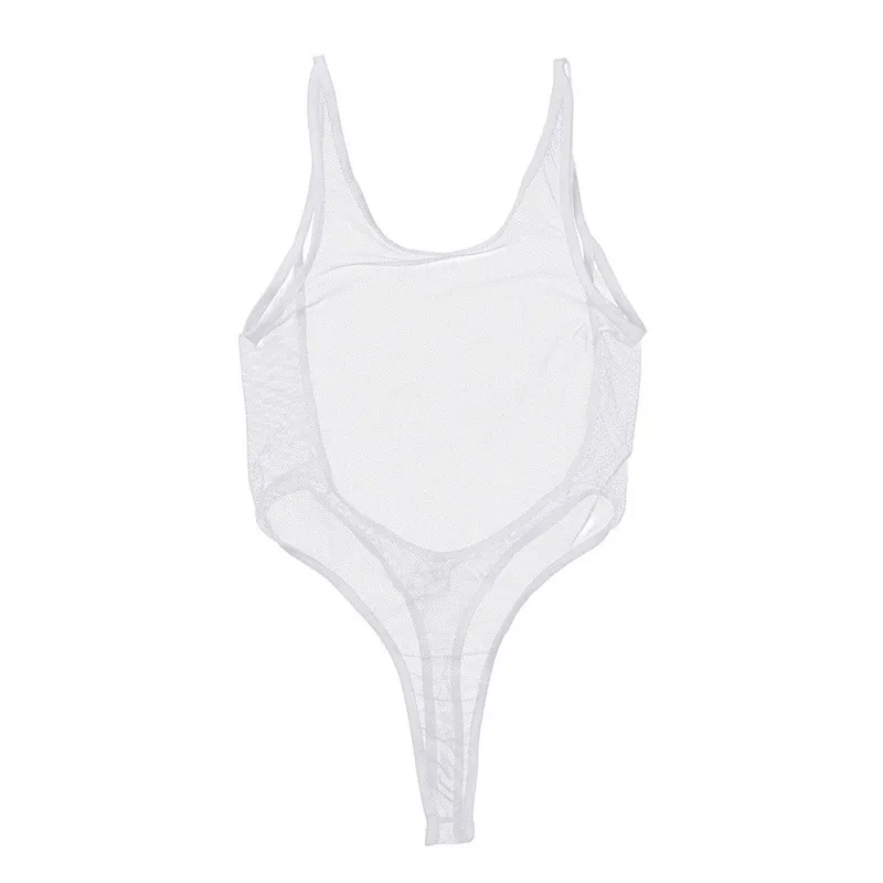 Женское Прозрачное нижнее белье в сеточку без рукавов с открытой спиной и