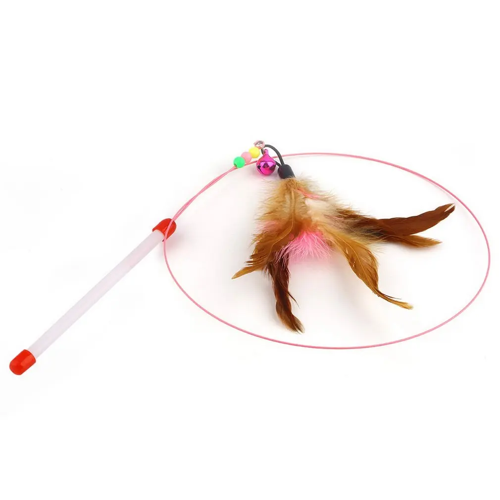 

Pet cat toy Cute Design Steel Wire Feather Teaser Wand Plastic Toy for cats Color Multi Products For pet New Arrival