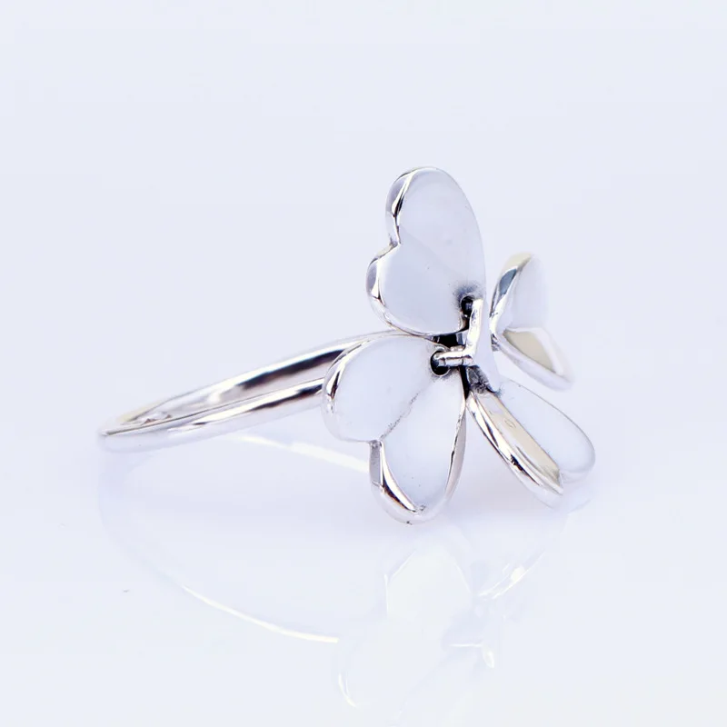 

100% 925 Sterling Silver Pan Ring Creative Lucky Clover Rotate Ring For Women Wedding Party Gift Fashion Jewelry