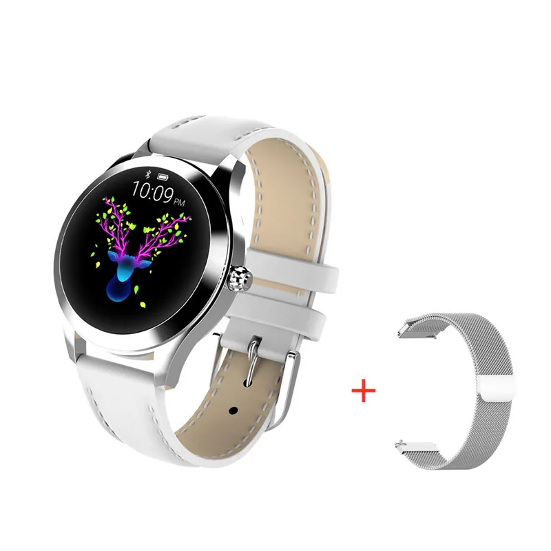 add steel strap KW10 Smartwatch IP68 Водонепроницаемый Bluetooth 4,0 сердечного ритма женские Смарт-часы для ios и Android huawei xiaomi телефон pk K88H - Цвет: add steel strap