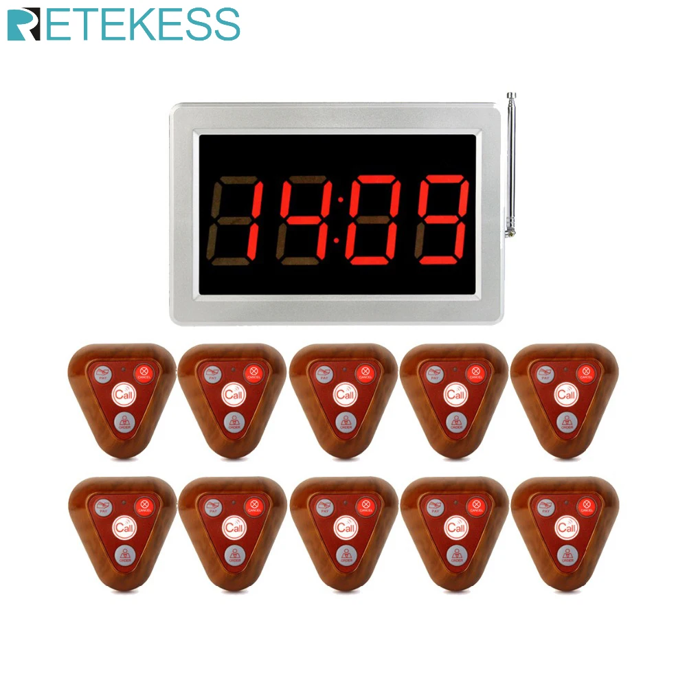 Беспроводной пейджер вызова Retekess система 999 каналов приемник четыре клавиши