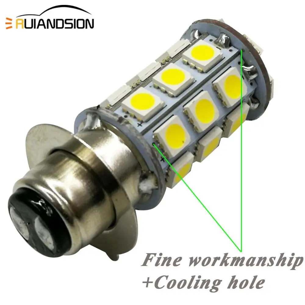 Лампы светодиодные для мотоциклетных фар 6 в 12 В H6M P15D 27smd 5050 4300 К| |