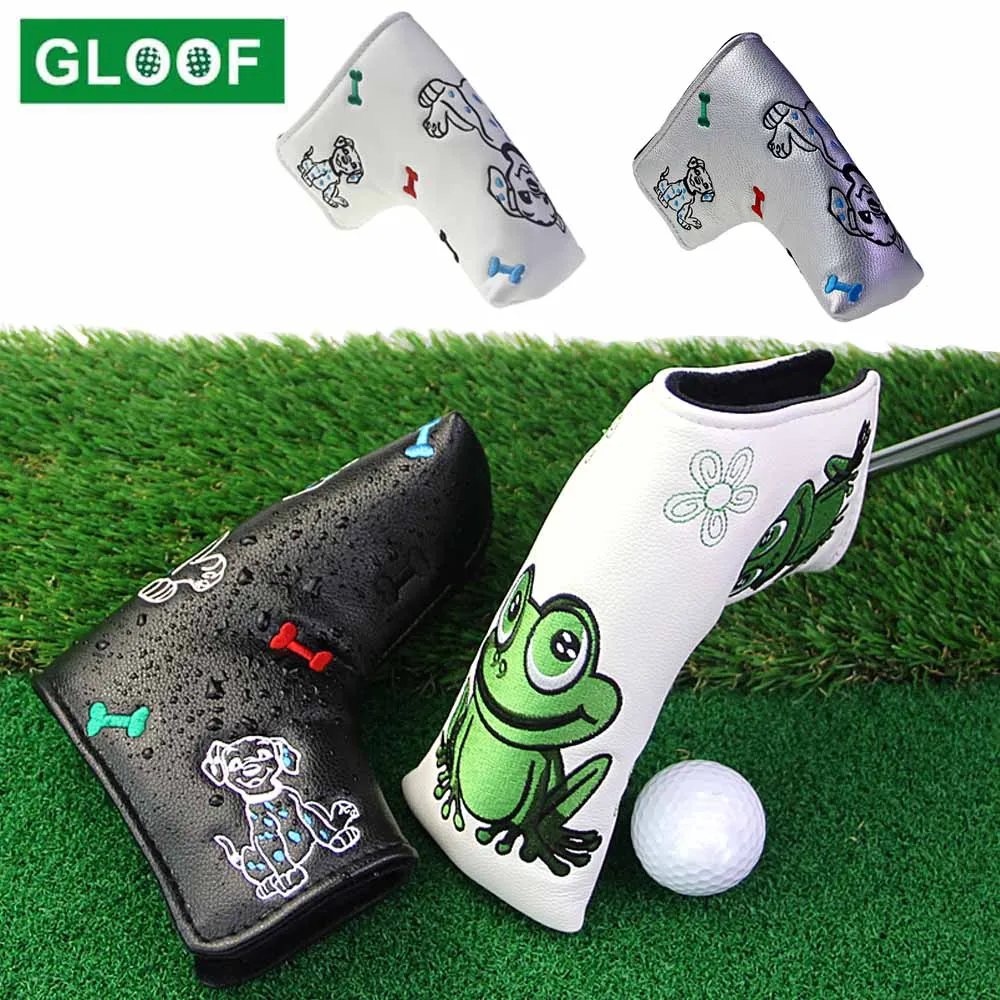 

1Pcs Golf Putter Head Covers Blade PU Leather Dog Frog Pattern Design, Pack Club Headcover Fits All Brands
