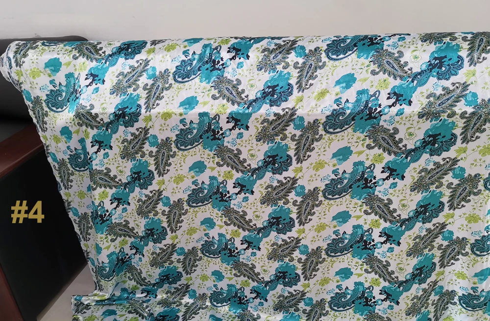 Винтажная атласная ткань с цветочным принтом пейсли мягкая Полиэстеровая шармёз