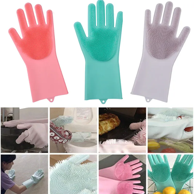 1 пара волшебных чистящих перчаток силиконовые перчатки для мытья посуды