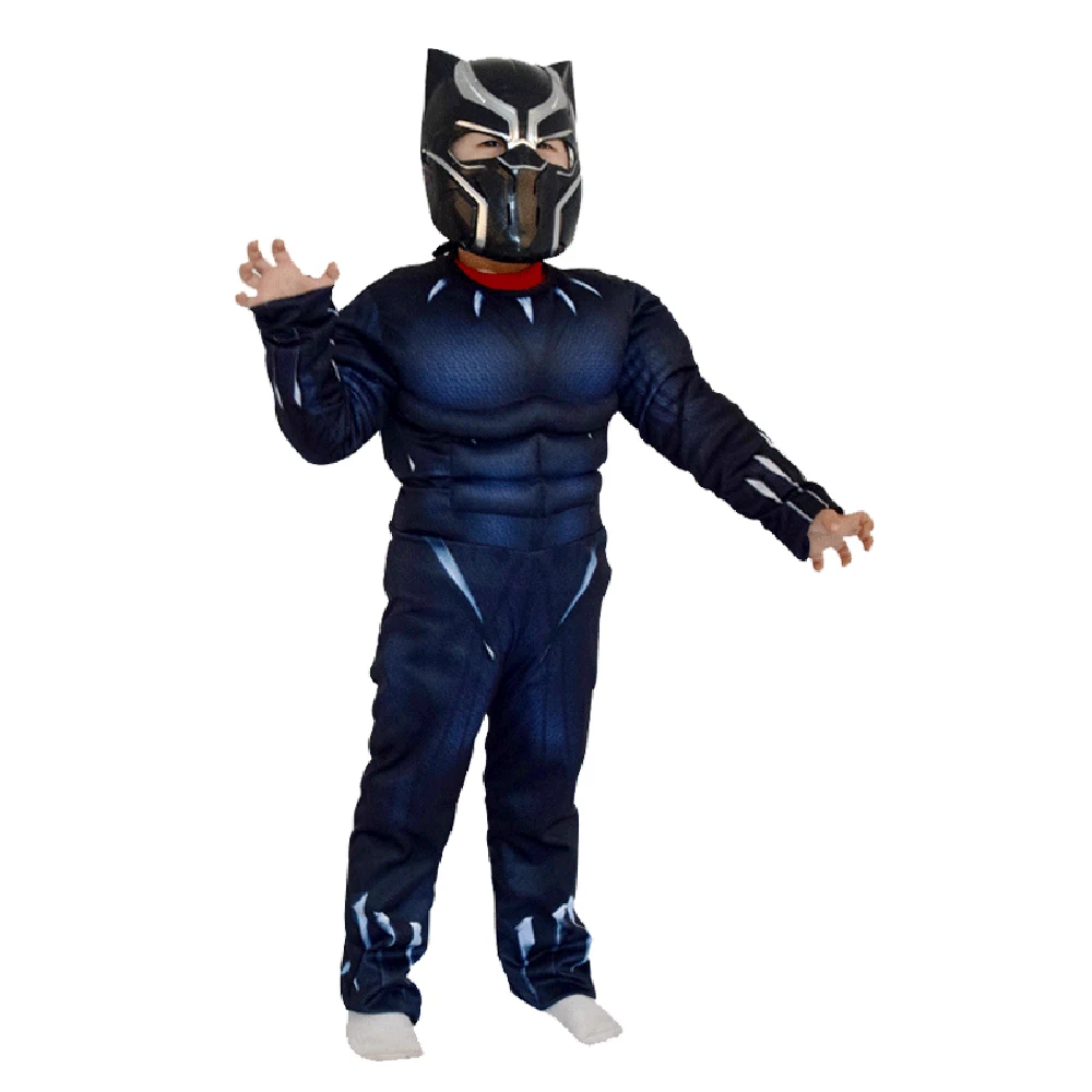 Детский комбинезон на Хэллоуин с супергероями черная мышечная пантера костюм