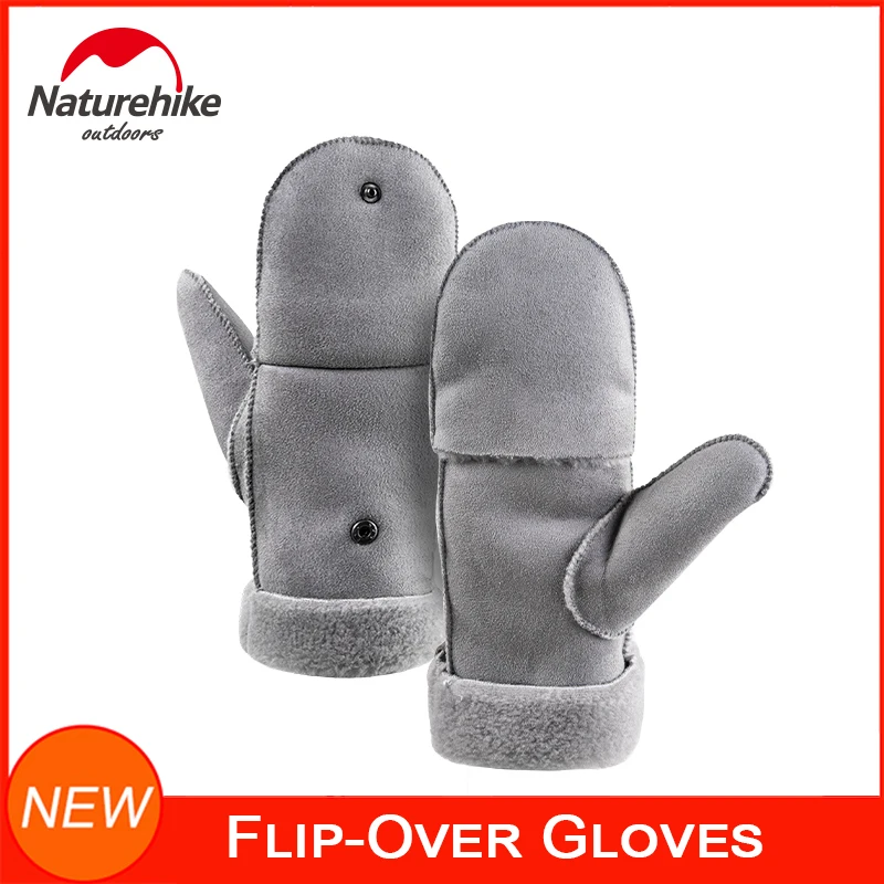 Флисовые перчатки без пальцев NatureHike зимние теплые откидные спортивные для