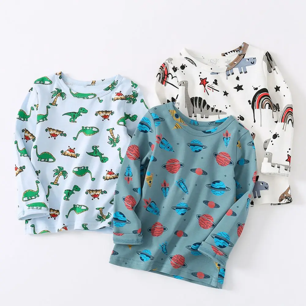 

Хлопковые свитшоты с мультяшным принтом динозавров, верхняя одежда для мальчиков на весну и осень, детская одежда, домашний костюм