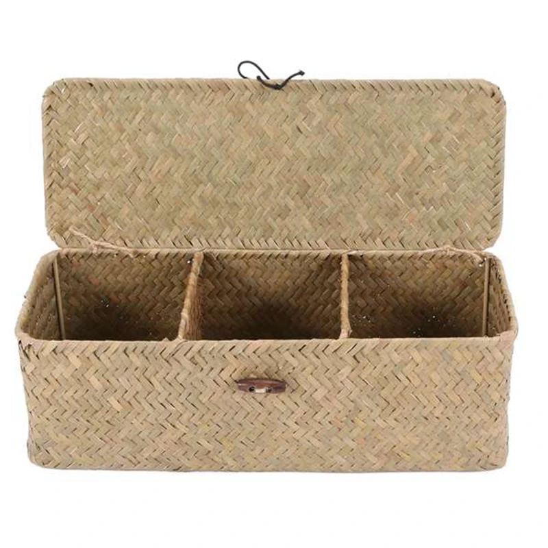 

Toilet Paper Basket- 3 Plaid Rattan Toilet Bathroom Storage Organizer Basket- Jewelry Cosmetic Storage Basket