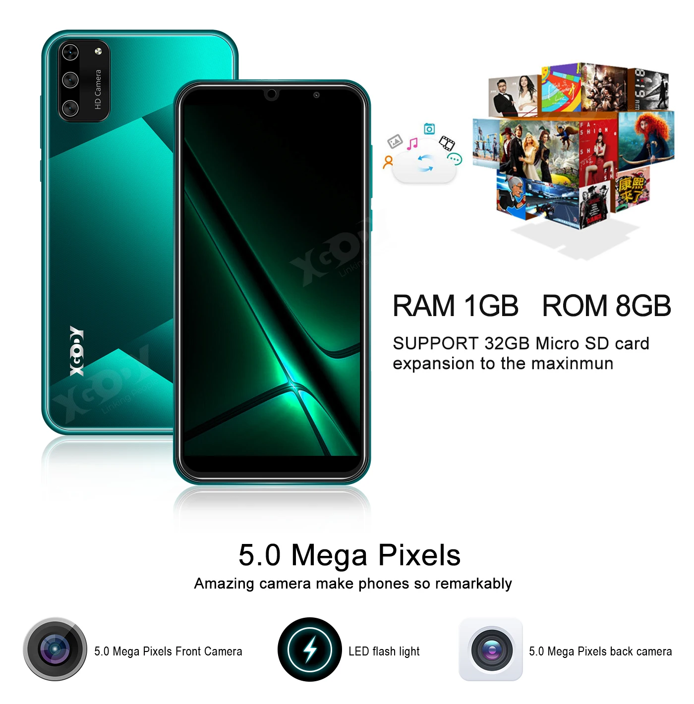 Celulares de Espanha Xgody Polegada Smartphone Android 9.0 18:9 Tela Cheia 1gb 8gb Quad Core 5mp Câmera 2500mah Gps Wifi 3g Telefones 5.5 6 High Quality Telefonia e Comunicação