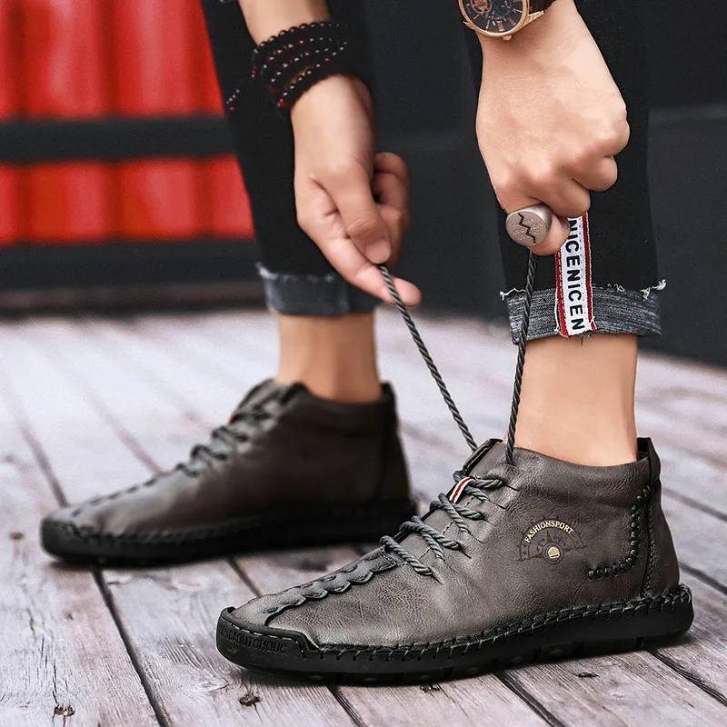 Новинка Сезон осень-зима Мужская повседневная обувь для вождения Мягкая теплая