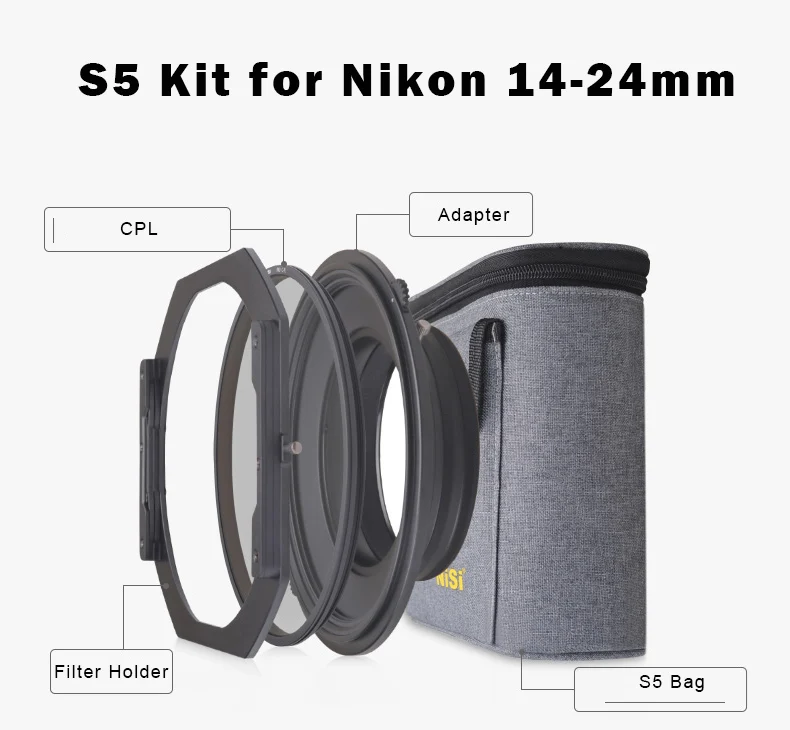 NiSi S5 комплект 150 мм держатель фильтра с CPL для Nikon 14-24 мм объектив и Tamron 15-30 мм и sony 12-24 мм и Sigma 14-24 мм искусство и 14 мм 1,8 - Цвет: for Nikon 14-24 Kit