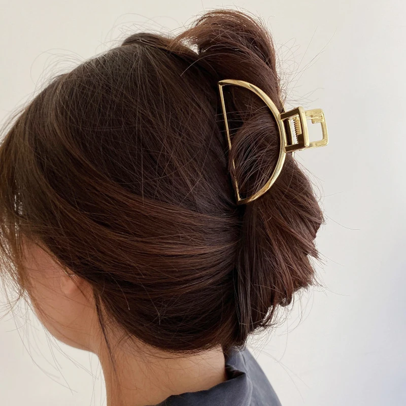 SRCOI Геометрический полукруглый зажим для волос из металла, простая ретро головная укладка для женщин.