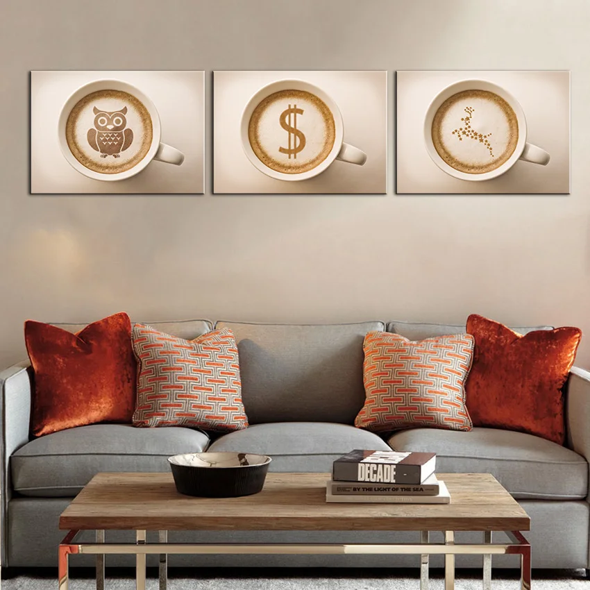 

3PCS set Large Art Picture wall painting vintage coffee art Printed Painting Home Decoration Wall Pictures no framed arts