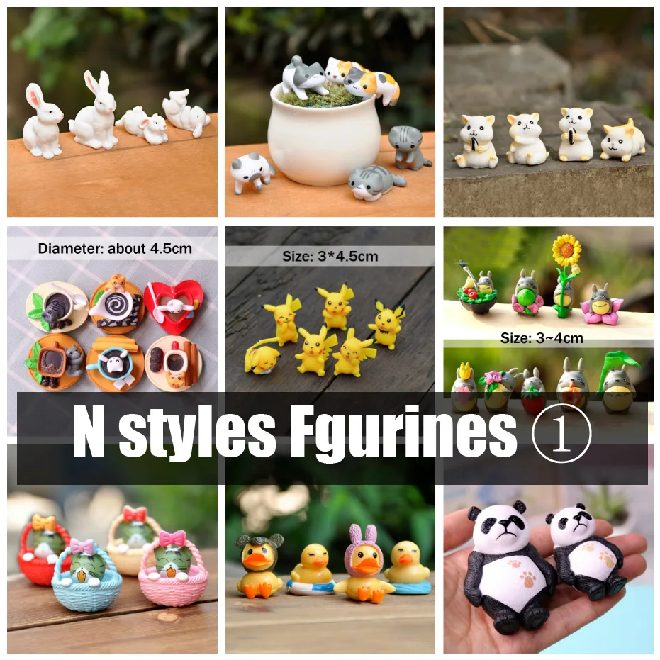 BAIUFOR 1 PC Miniatures Cartoon Anime set Puppet Mini Desktop Doll Fairy Garden Decor Terrarium Figurines Cat Dog Owl Girl | Дом и сад