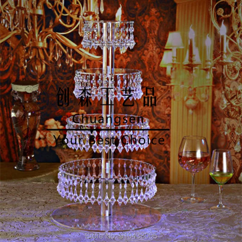 Акриловая башня из кексов с висячим хрустальным Бисером Свадебный стенд высокие