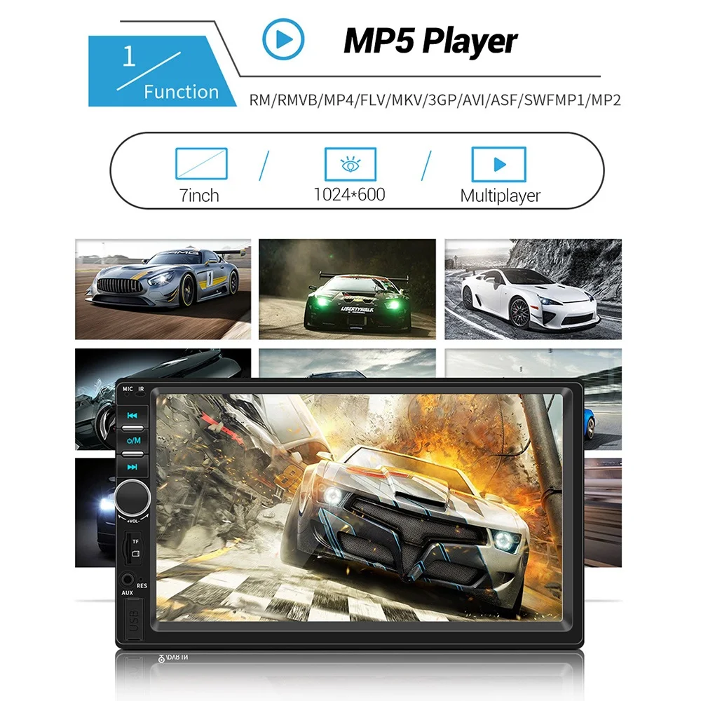 Carrmovil 7 дюймов Авторадио Зеркало Ссылка 2 Din автомобильное радио Bluetooth Мультимедиа