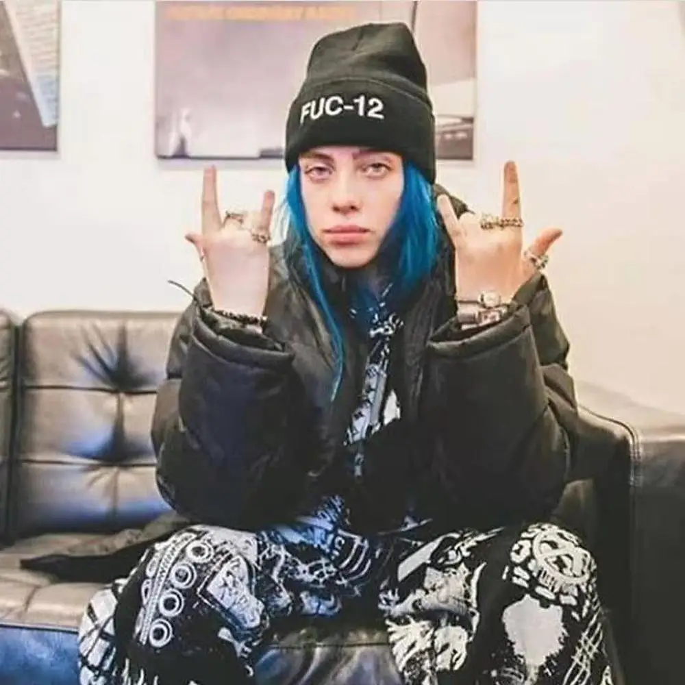 Новая Шапка-бини Billie Eilish, FUC-12, Повседневная зимняя хлопковая шапка для мужчин и женщин, однотонный вязаный берет, Прямая поставка