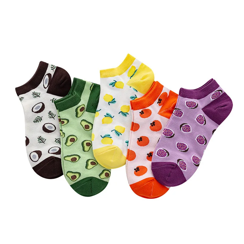 

Summer Women Girls Invisible Socks Cartoon Fruit Cute Short Socks Avocado Lemon Persimmon Casual Breathable Harajuku Ankle Socks