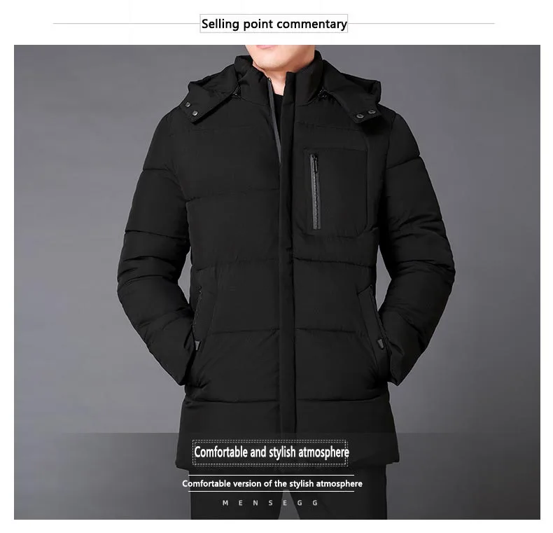 New Men's Winter Down Jacket High Quality Thick Winter Middle-Aged Warm Long Coat Cotton Clothes Men Parkas