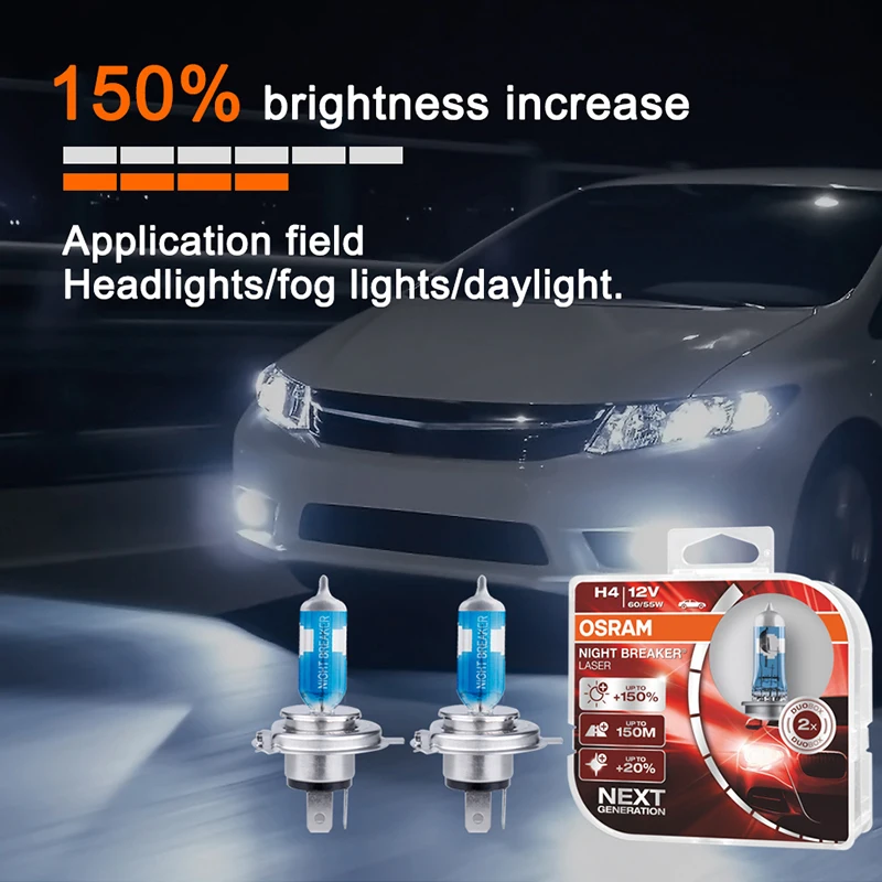 Лампа Ксеноновая OSRAM lampadine h7 H1 H4 12В 55 Вт Night breaker Лазерная фара белые Автомобильные