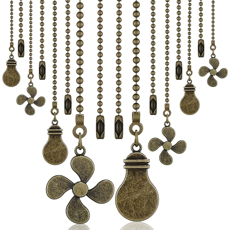 

8 Pieces Bronze Pull Chains Ceiling Fan Chain Extension Bronze Fan Pull Chain Pendant 12Inch With Fan & Light Bulb Chain