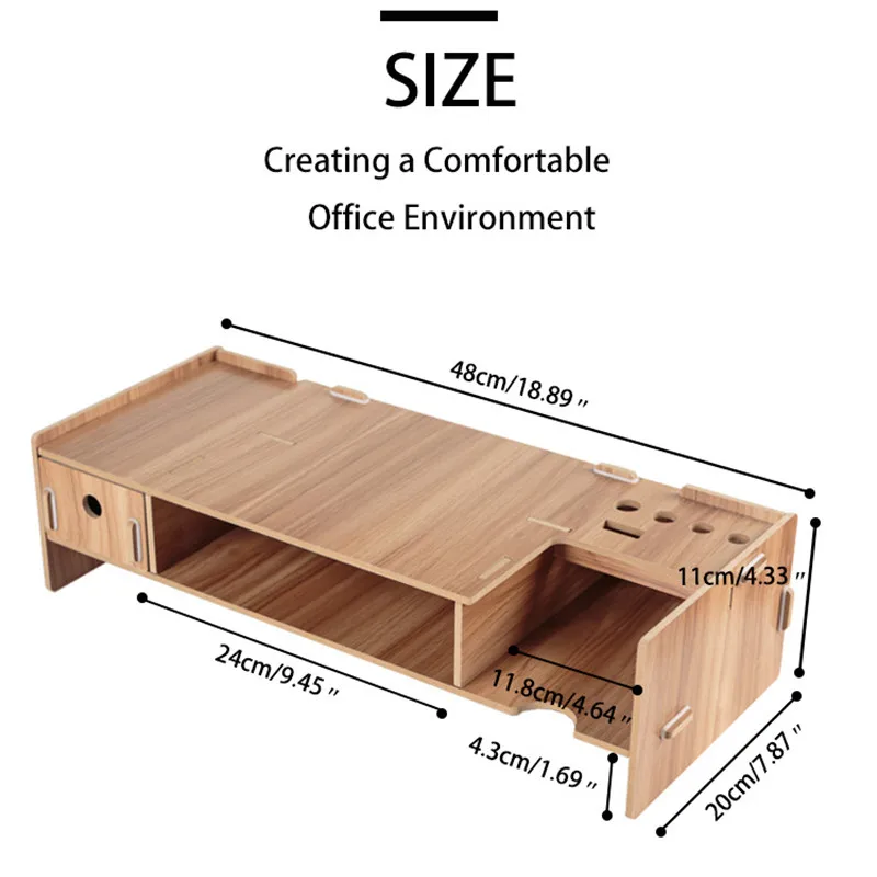 Подставка под ноутбук с деревянным монитором органайзер для стола и компьютера