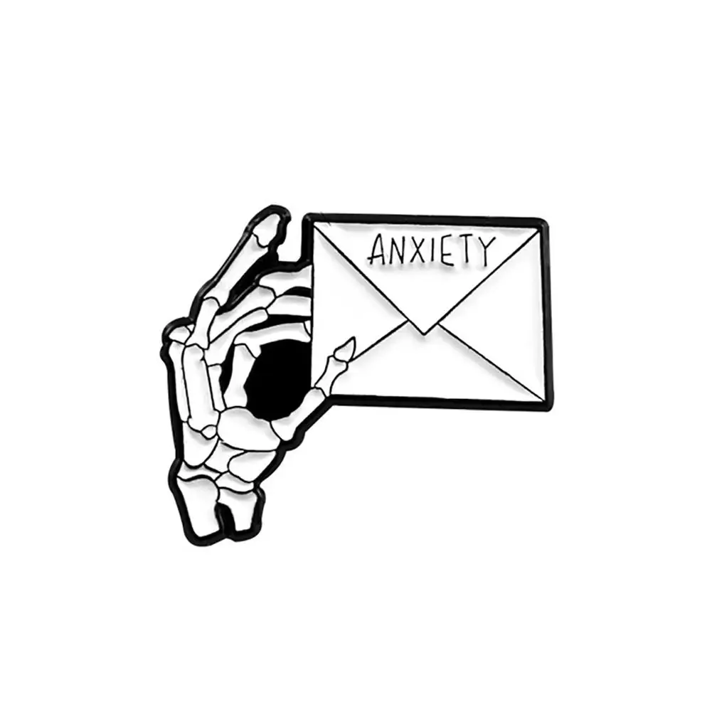 Креативные готические палец конверт тревоги с буквенным принтом скелет руки