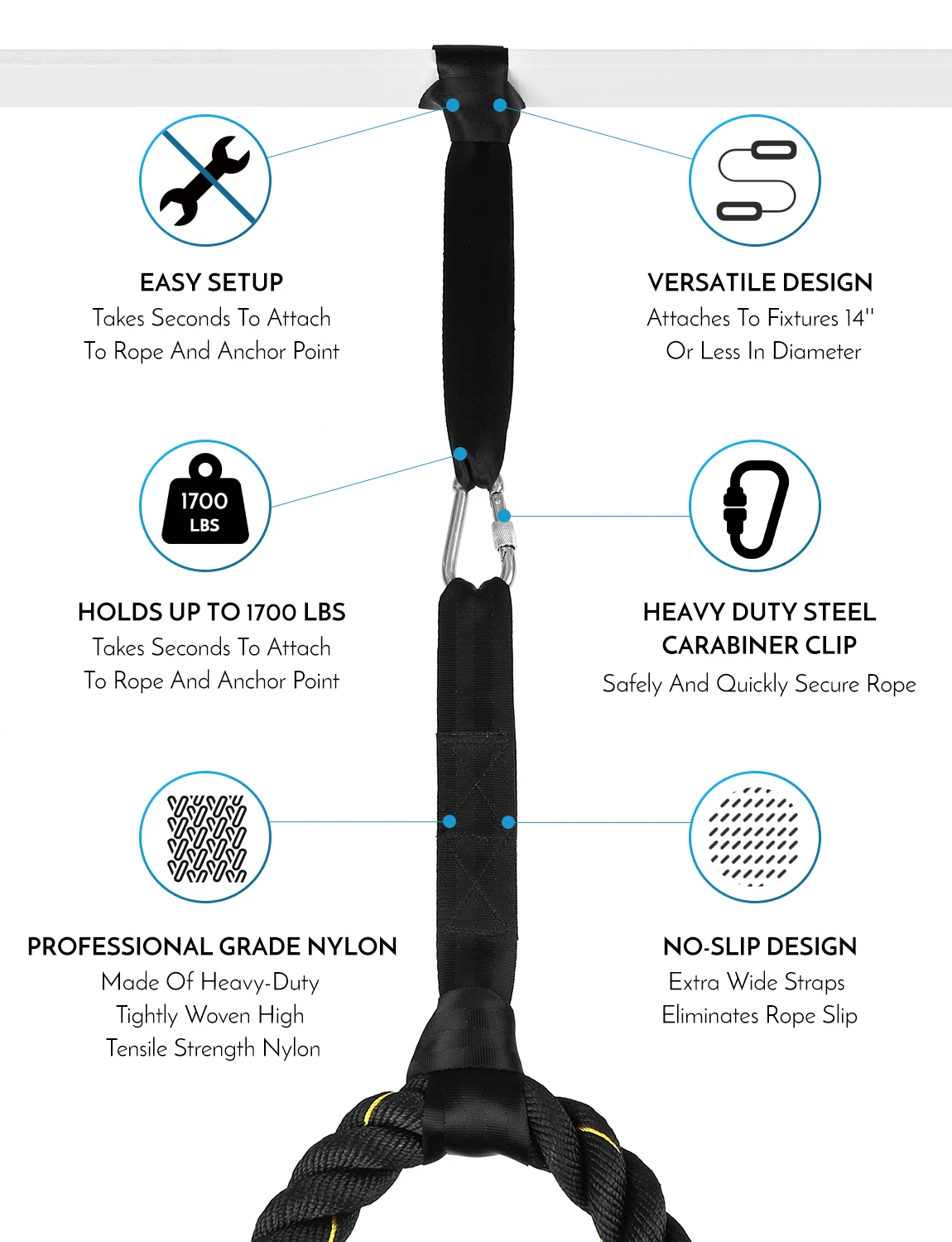 Боевой шнур якорный ремень в комплекте со сверхпрочными усиленными 2 нейлоновыми
