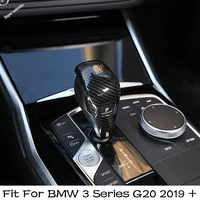 center control speed gear shift knob handle cover trim carbon fiber look interior accessories for bmw 3 series g20 2019 2022