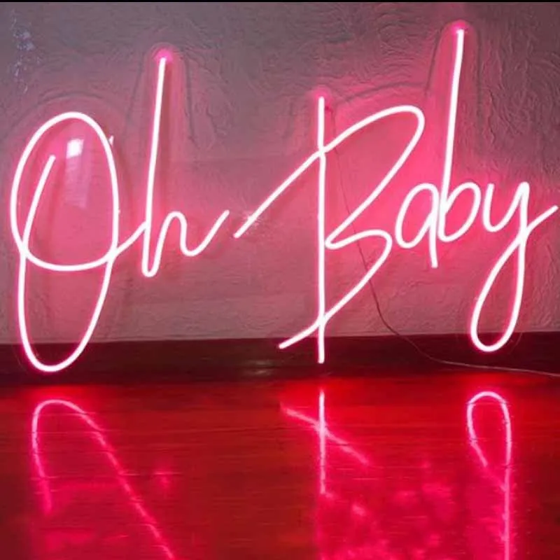 

Изготовленные на заказ с надписью Oh Baby 2 Гибкий неоновый светодиодный светильник знак на стену для дома и бара Спальня украшения День Рожден...