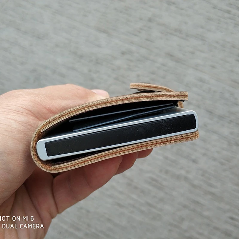Винтажный Мужской держатель для кредитных карт с RFID застежкой алюминиевая