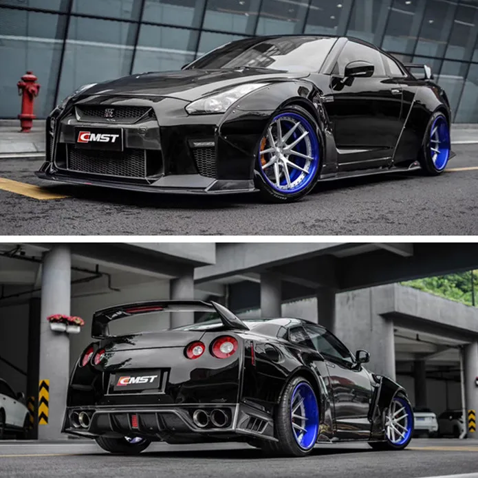 

2021 Fit For Refitting Gtr35 Cmst Carbon Fiber Front Bar Surrounding Wide Body Wheel Eyebrow Transparent Cover Rear Lip