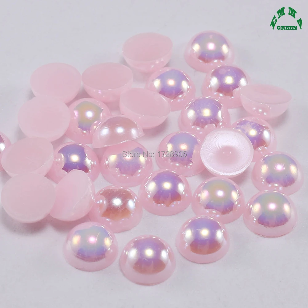 

Pearls for Nail art baby pink AB Nail Pearl Flatback Hotfix Nail Art Decoration 2mm to 14mm Half pearls for nail art