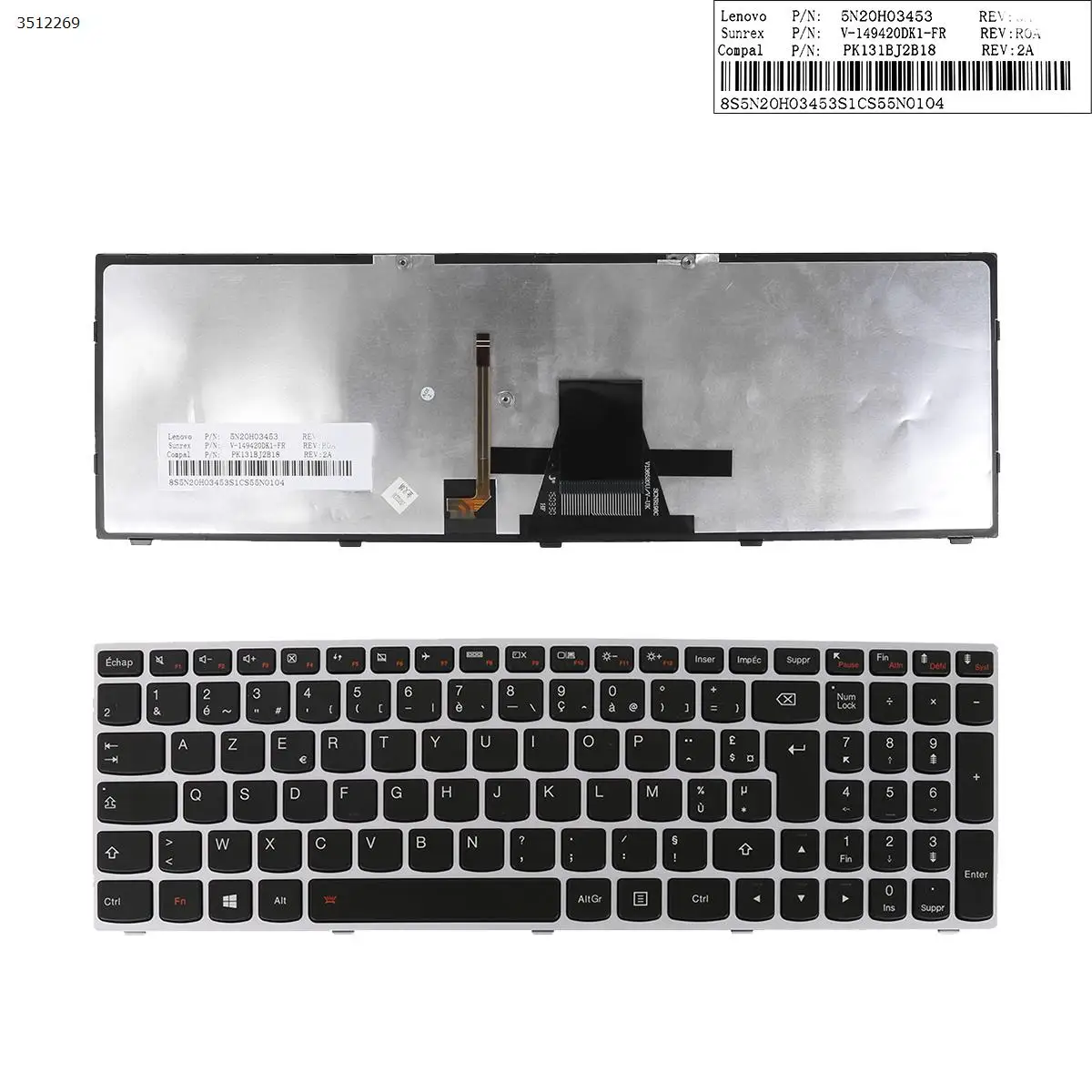 

FR French AZERTY New Keyboard for Lenovo G51-35 G70-35 G70-70 G70-80 Z50-70 Z50-75 Z51-70 Z70-80 Laptop Silver Frame Backlit
