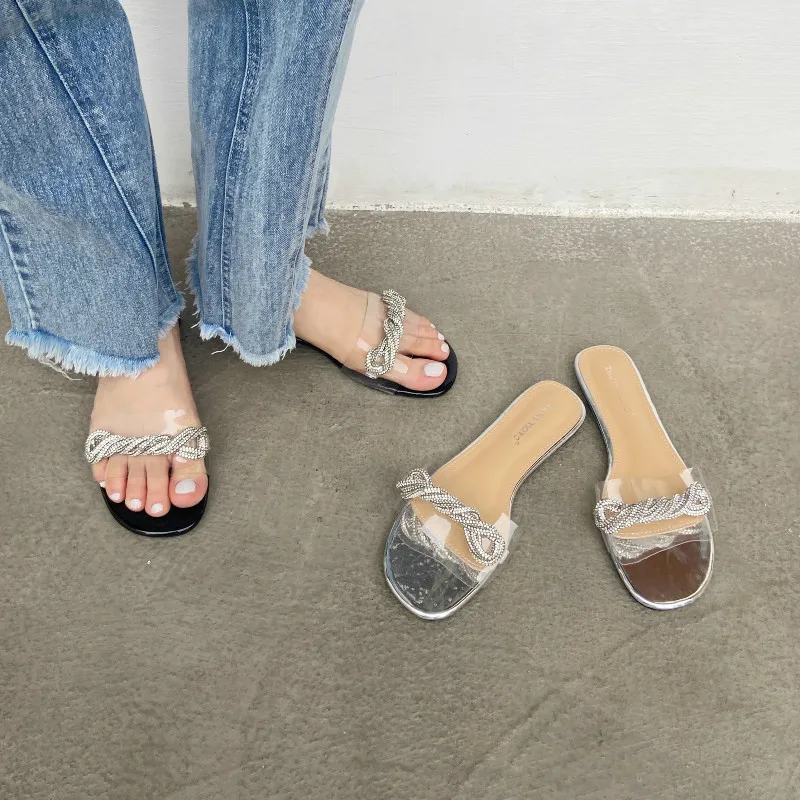 

ZAR Women Slippers 2020 Summer New Rome Sandals Flat Casual Shoes Female Crystal Slip on Slides Woman Plus Size Sandalias Mujer
