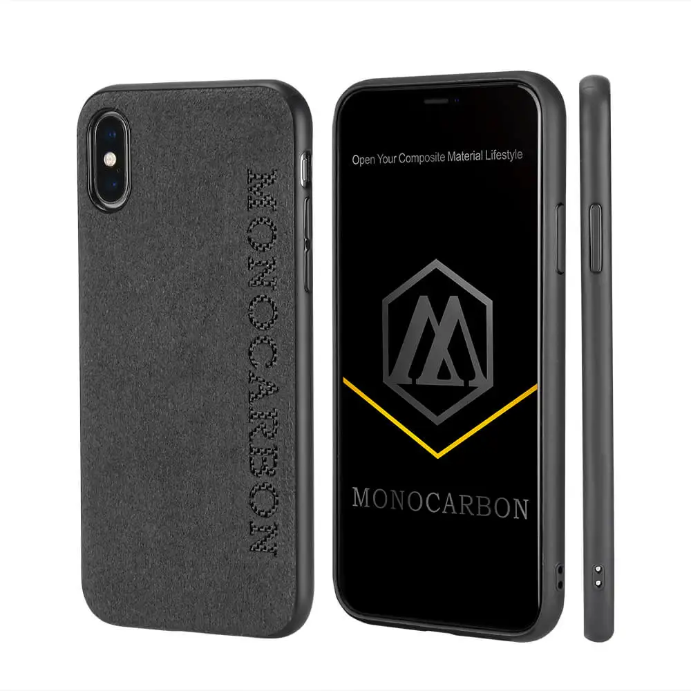 Тонкий чехол MONOCARBON Alcantara для iPhone X XS XR Max Ультратонкий стильный чехол|Бамперы| |