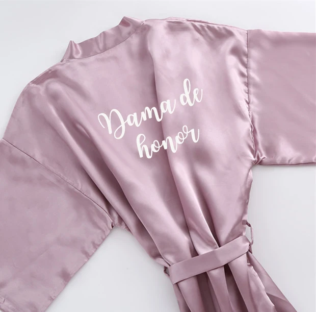 dama de honor Великолепный mauve халат novia Атласный халат для женщин испанский женитьба hermana de la novia dama de honor халаты для невесты - Цвет: dama de honor