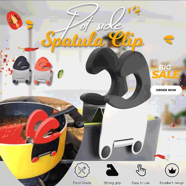 

Cookware Holder Kitchen Stainless Steel Silicone Utility Spoon Spatula Pot Side Clip Accessories Kitchen Gadgets and Accessories