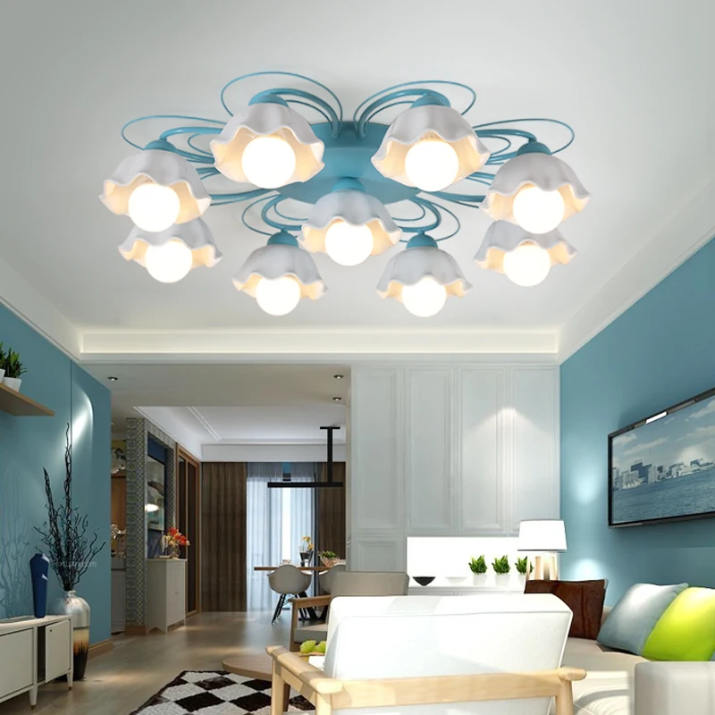 Скандинавские светодиодные потолочные светильники детская розовая потолочная