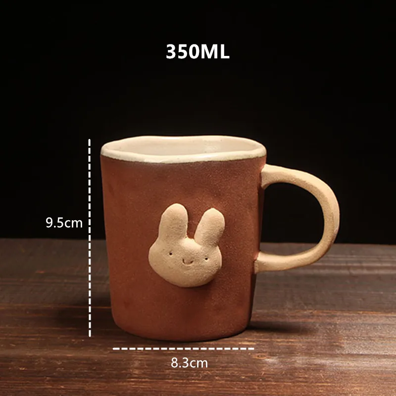 

350ml Hand Painted Ceramic Mug With Handle Cartoon Cat Retro Small Animals Coffee Milk Tea Cups Novelty Gifts