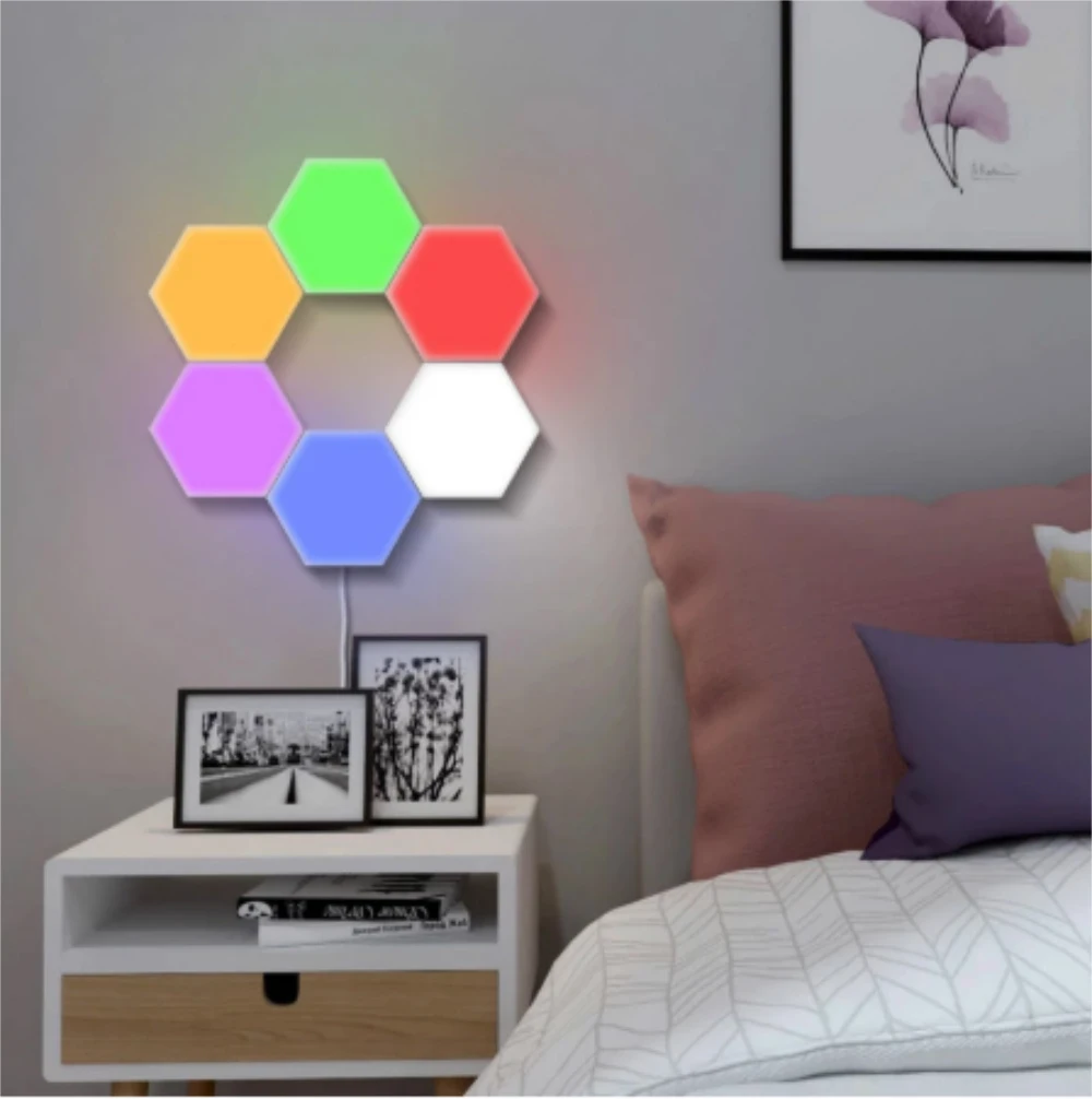 

1 pcs Quantum lamp LED Lamp Modular Touch Sensitive Lighting Hexagonal Night Light Lamps Wall Lamp Hexagonal wall light