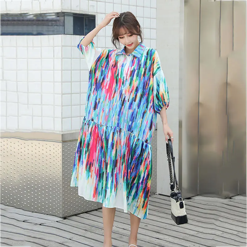 Женское винтажное мини-платье XITAO корейское пляжное платье с отложным воротником