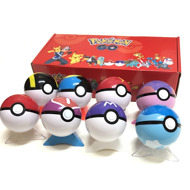 

8 Pcs Pokeball+8 Pcs Figures Original Pokemon Toys Ball With Figure Model Toys For Children With Box