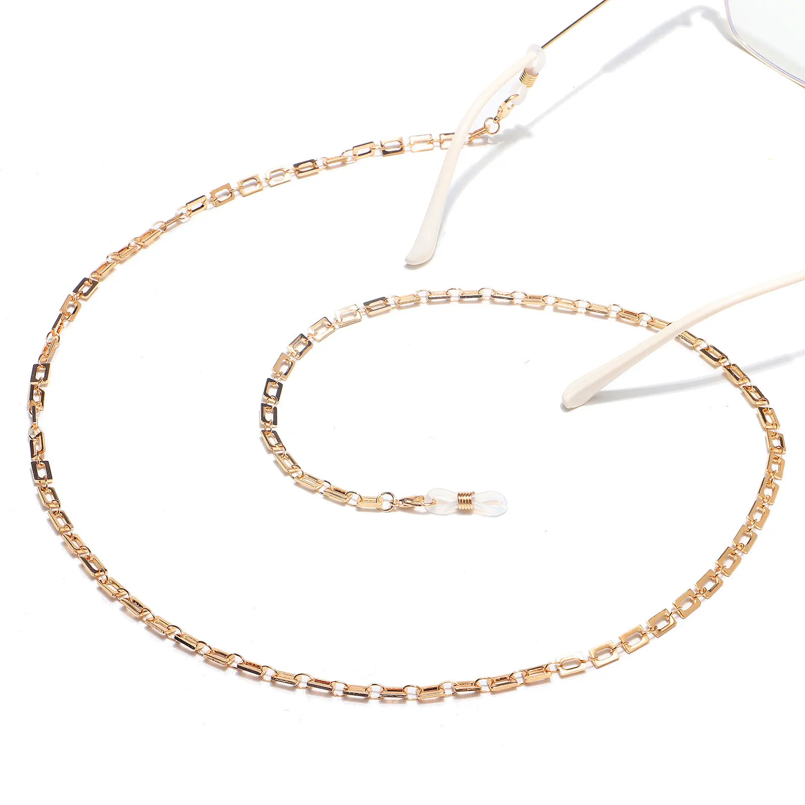 

Punk Style Women Men Copper Glasses Neck Strap Lariat Lanyard Necklace Gold Color Rectangle Anti Slip Mask Link Chains Jewelry