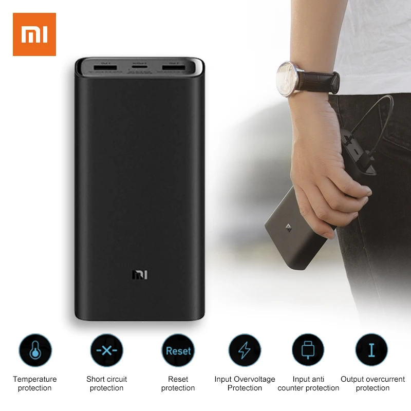 Крепление для спортивной камеры Xiao mi Мощность банк 3 20000 мАч USB C 45 Вт Портативный