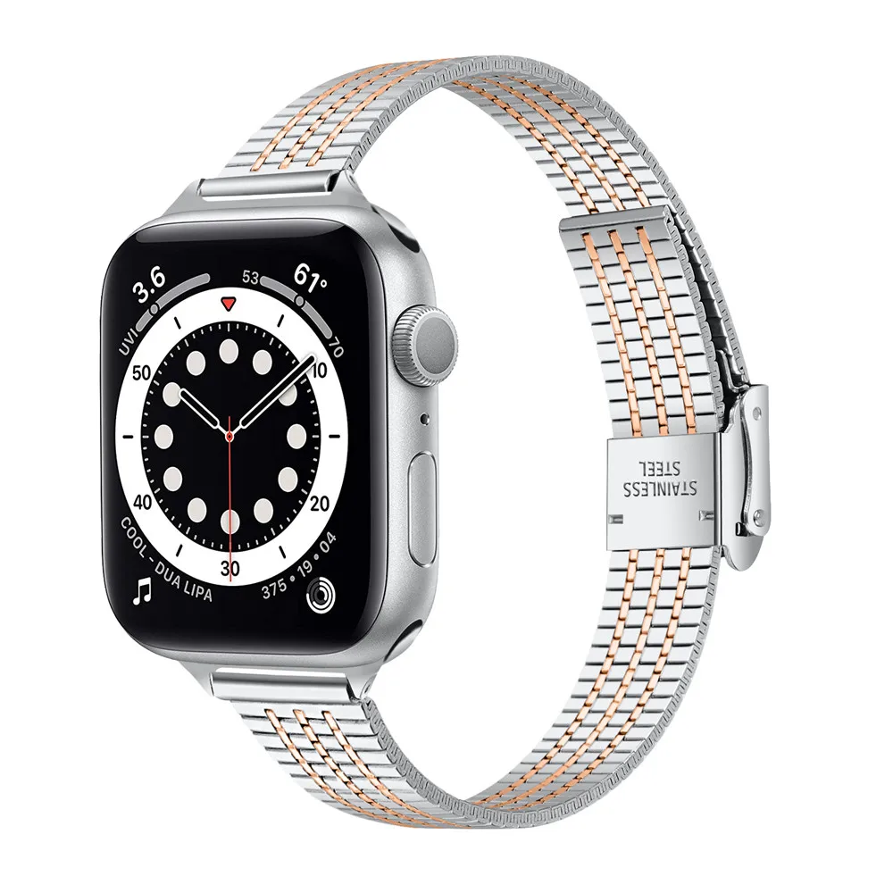 

Newest strap for apple watch 6 se band 40mm 44mm Slim Stainless Steel Bracelet for iwatch 6 5 4 3 38mm 42mm women men watchband
