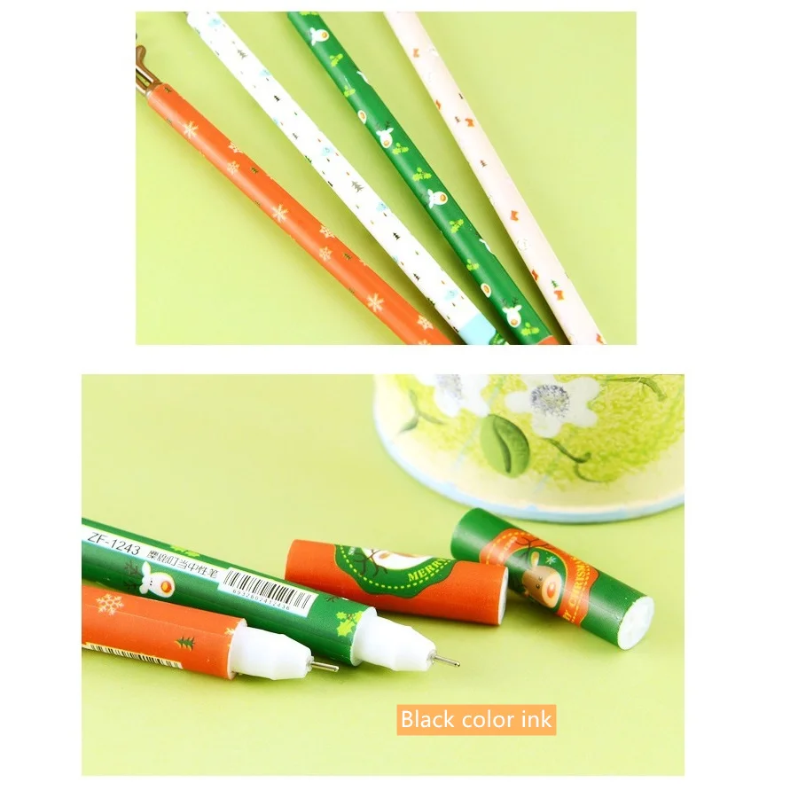 

4pcs cute christmas pen ballpoint 0.5mm Black color Snow Tree Deer stocking Stationery Office School Party supplies EB845